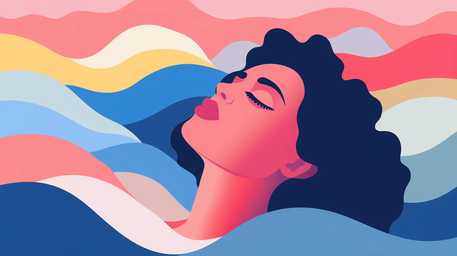 a colorful illustration of a woman sleeping and relaxing